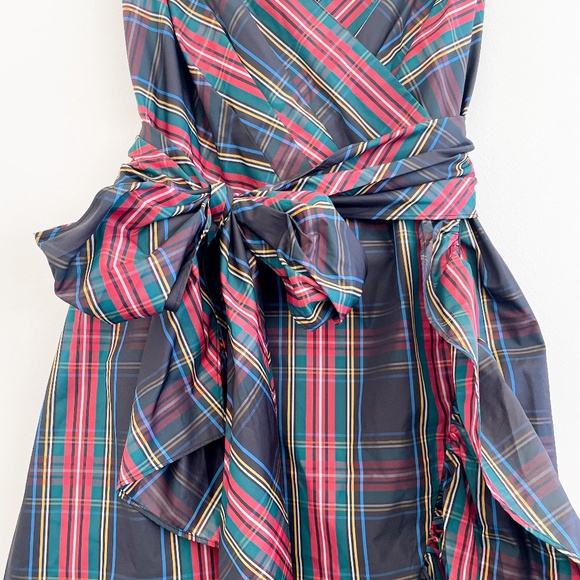 J. Crew Stewart Tartan Plaid Faux Wrap Ruffle Midi Dress 16 NWT - Picture 5 of 10